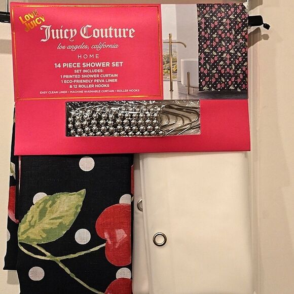 Juicy Couture Home Cherry Hearts 14-Piece Shower Set - Picture 3 of 6